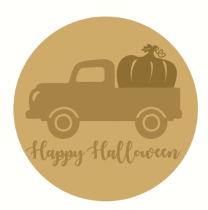 3mm mdf Happy Halloween Layered Circle with Truck and Pumpkin