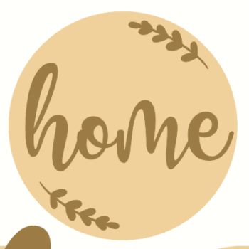 3mm mdf Layered Circle with Home and Leaf Decoration