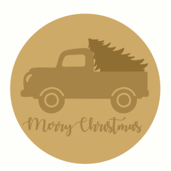 3mm mdf Merry Christmas Layered Circle with Truck and Tree