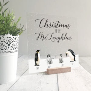 Printed IKEA Ribba or Sannahed Replacement Front Acrylic Christmas Scene - Penguins