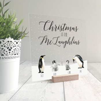 Printed IKEA Ribba or Sannahed Replacement Front Acrylic Christmas Scene - Penguins