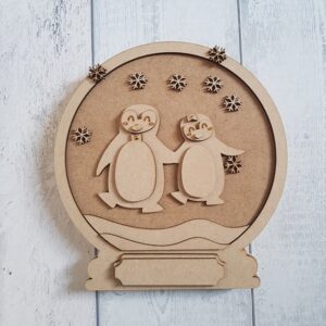 18mm + 3mm Layered Penguin Couple Snow Globe Design