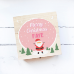 Personalised Square Printed Christmas Eve Box Design – Happy Santa Pink