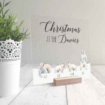 Printed IKEA Ribba or Sannahed Replacement Front Acrylic Christmas Scene - Polar Bears