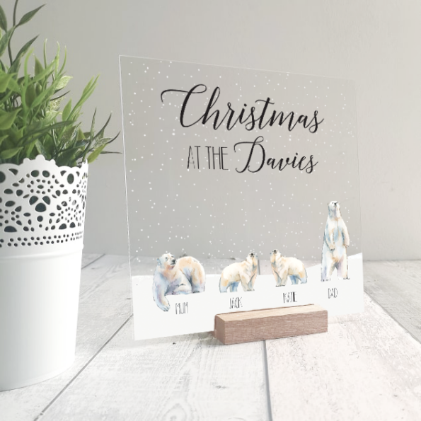 Printed IKEA Ribba or Sannahed Replacement Front Acrylic Christmas Scene - Polar Bears