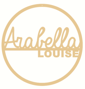 6mm mdf Double Line Name Hoop (Script Font)