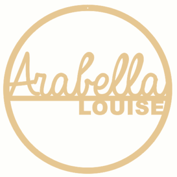6mm mdf Double Line Name Hoop (Script Font)