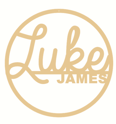 4mm Oak Veneer Double Line Name Hoop (Script Font)