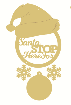 3mm mdf Personalised Santa Stop Here Santa Hat Dream Catcher