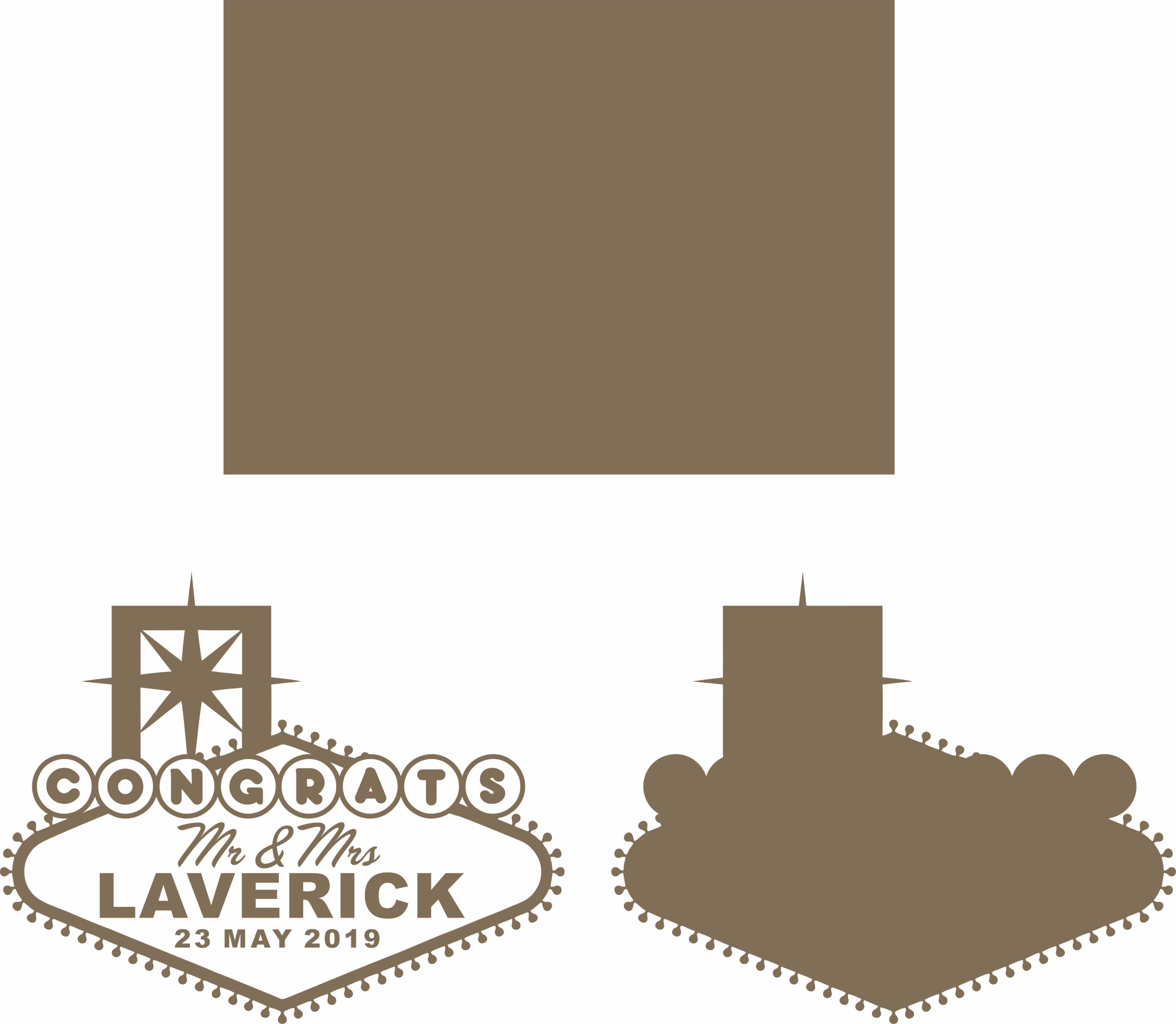 3mm mdf Personalised Vegas Sign with Backboard