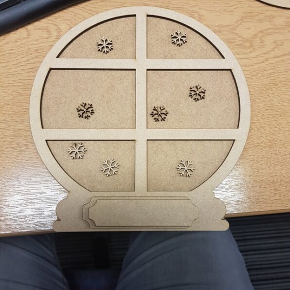 18mm mdf + 3mm layered Window and Snowflakes Snow Globe