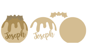 18mm Christmas Pudding with sauce, holly sprig with name