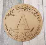 3MM MDF Circle Initial Layered Floral Plaque