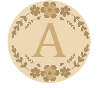 4mm Oak Veneer Circle Initial Layered Floral Plaque (OAK back and 3mm MDF letters)