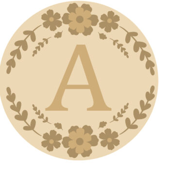 4mm Oak Veneer Circle Initial Layered Floral Plaque (OAK back and 3mm MDF letters)
