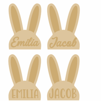 3mm Bunny Head with stick on ear parts and optional name