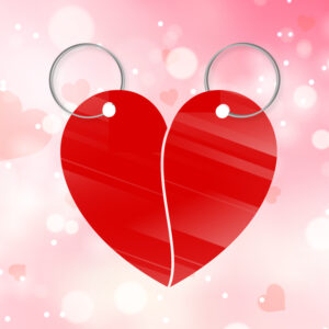 Heart Split Keyring Shape in Acrylic or Oak Veneer Pack of 5