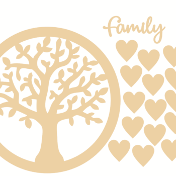 3mm MDF Circle of Life Family Tree with hearts and Family word.