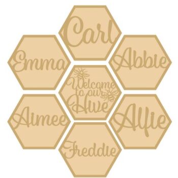 3mm Layered Hexagon Bee Hive Names