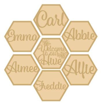 3mm Layered Hexagon Bee Hive Names