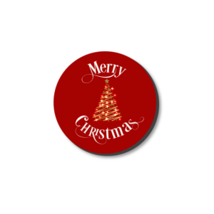 3mm Printed Token - Merry Christmas on Red