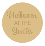 4mm OAK VENEER Circle Halloween At The Family Name (3mm words)