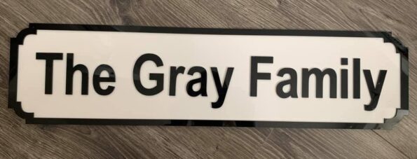 3mm Personalised Acrylic Street Sign (2 layers) 150mm high