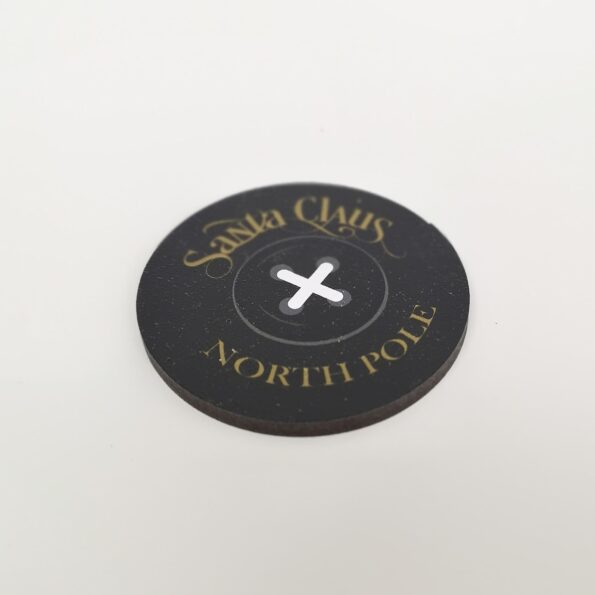 3mm Printed Santa Button - Black and Gold