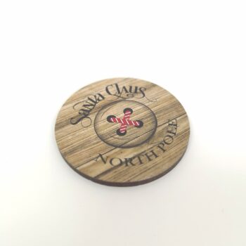 3mm Printed Santa Button - Wood Effect