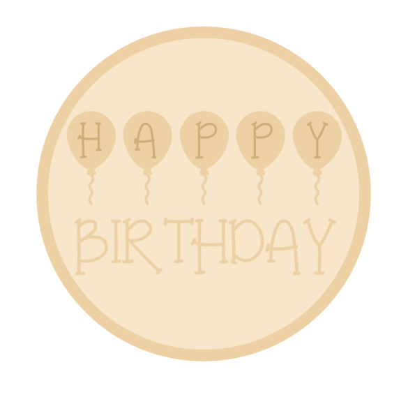 3mm mdf Layered Circle - Happy Birthday with Balloons