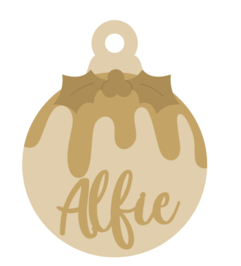 3mm mdf layered Christmas Pudding Bauble with name