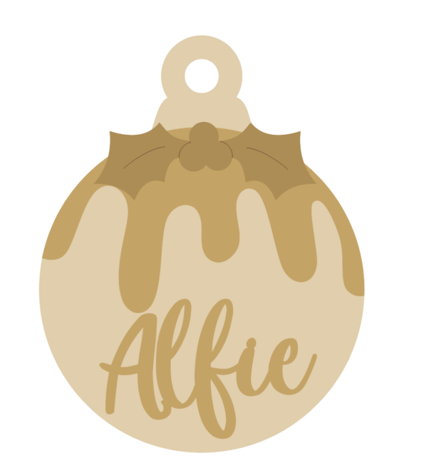 3mm mdf layered Christmas Pudding Bauble with name