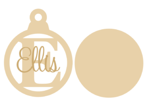 3mm mdf Initial Bauble with stick on name
