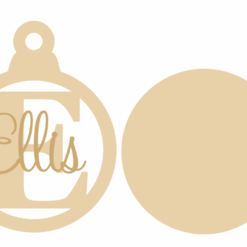 3mm mdf Initial Bauble with stick on name