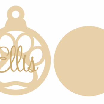 3mm mdf Paw Bauble with stick on name