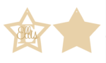 3mm mdf Initial Star Bauble with stick on name