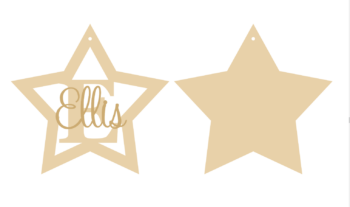 3mm mdf Initial Star Bauble with stick on name