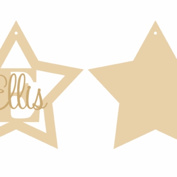 3mm mdf Initial Star Bauble with stick on name