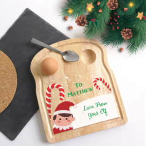 Printed TOAST SHAPED Christmas Elf Egg Breakfast Board