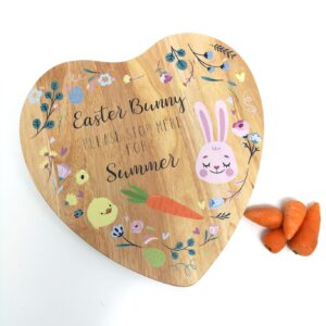 Heart Shaped Easter Bunny Treat Board - floral design