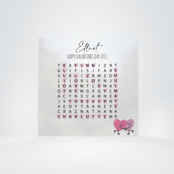 Printed IKEA Ribba or Sannahed Word Search - Valentines