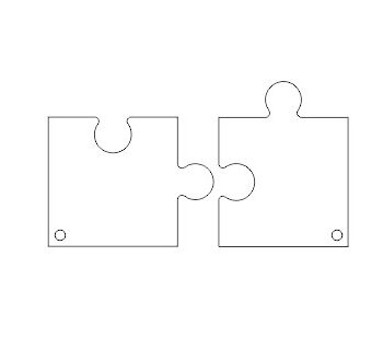3mm Acrylic 2 Piece Jigsaw Keyring set (pack of 5 sets)