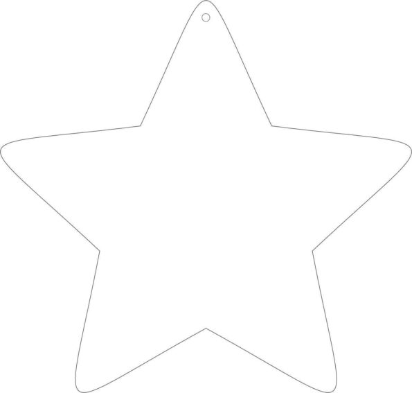 10cm High Acrylic Rounded Star 1 Hole (pack of 10)