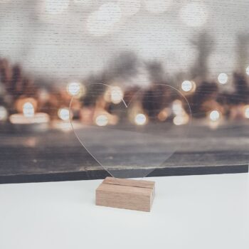 3mm Clear Heart Perspex Table Number and stand