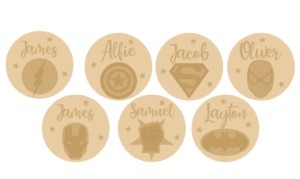 3mm mdf Circle Name and Superhero Plaque