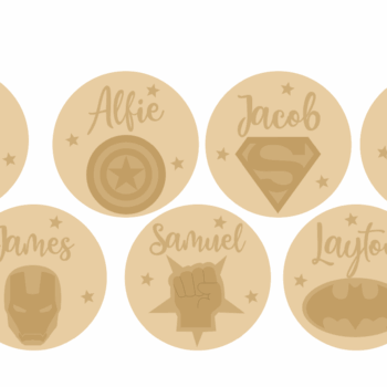 3mm mdf Circle Name and Superhero Plaque