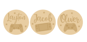 3mm mdf Circle Name and Game Pad Plaque