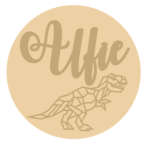3mm mdf Circle Name and Geometric Dinosaur Plaque