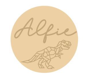 3mm mdf Circle Name and Geometric Dinosaur Plaque