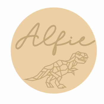 3mm mdf Circle Name and Geometric Dinosaur Plaque
